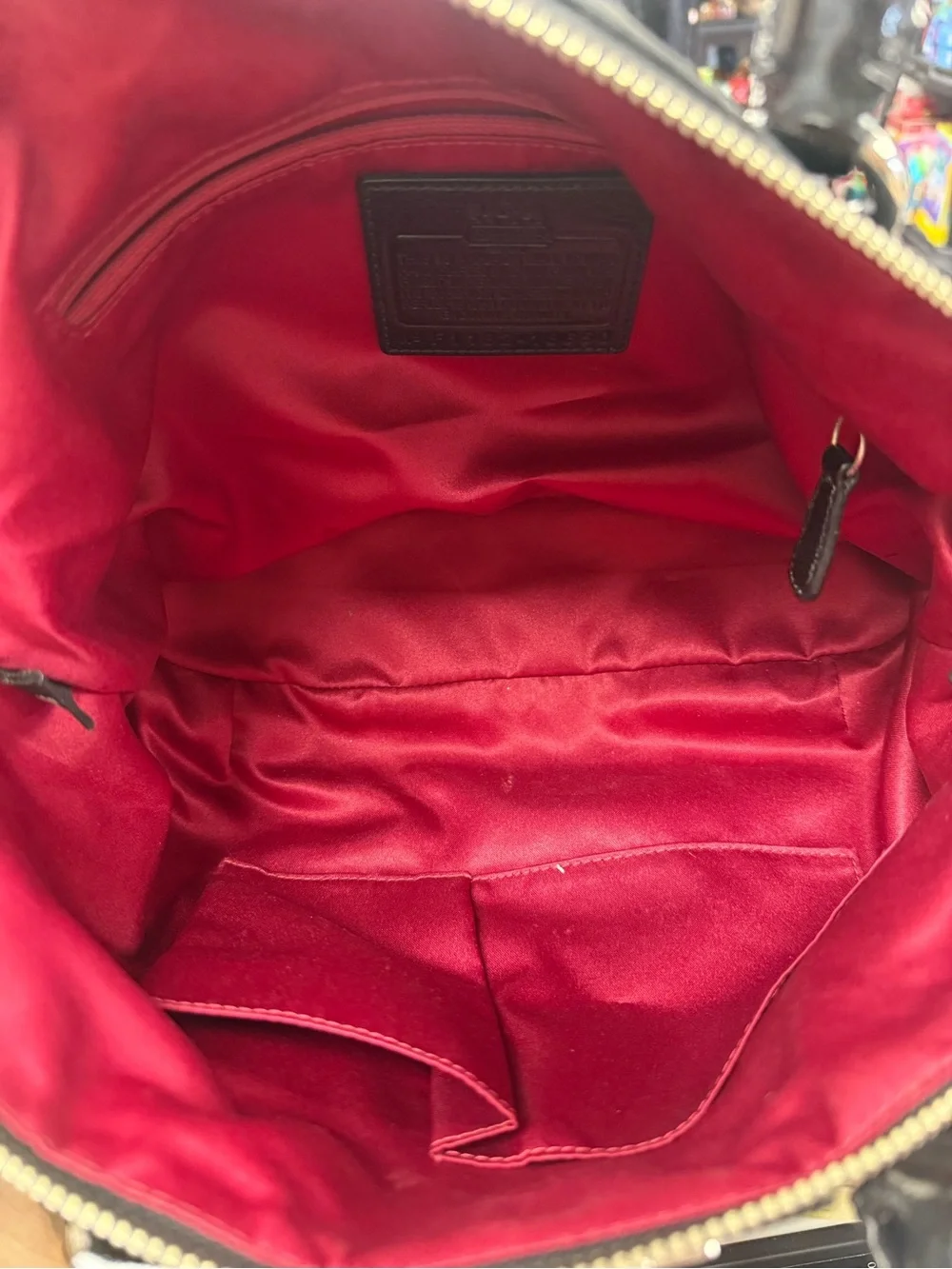 Coach Y2K Black Signature 'C' Satchel with Patent Trim